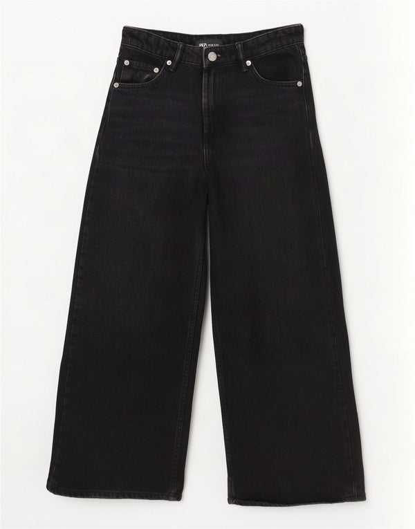 Damskie jeansy z wysokim stanem i szeroką nogawką Zara EU 36 XS W26 L25 Czarna bawełna