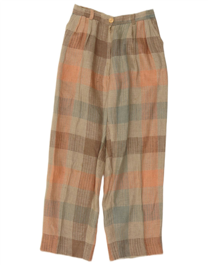 Damskie spodnie chino w stylu vintage W26 L26 wielobarwna kratka