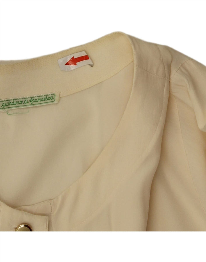 Damska bluzka koszulowa w stylu vintage UK 14 Średni złamany biały jedwab