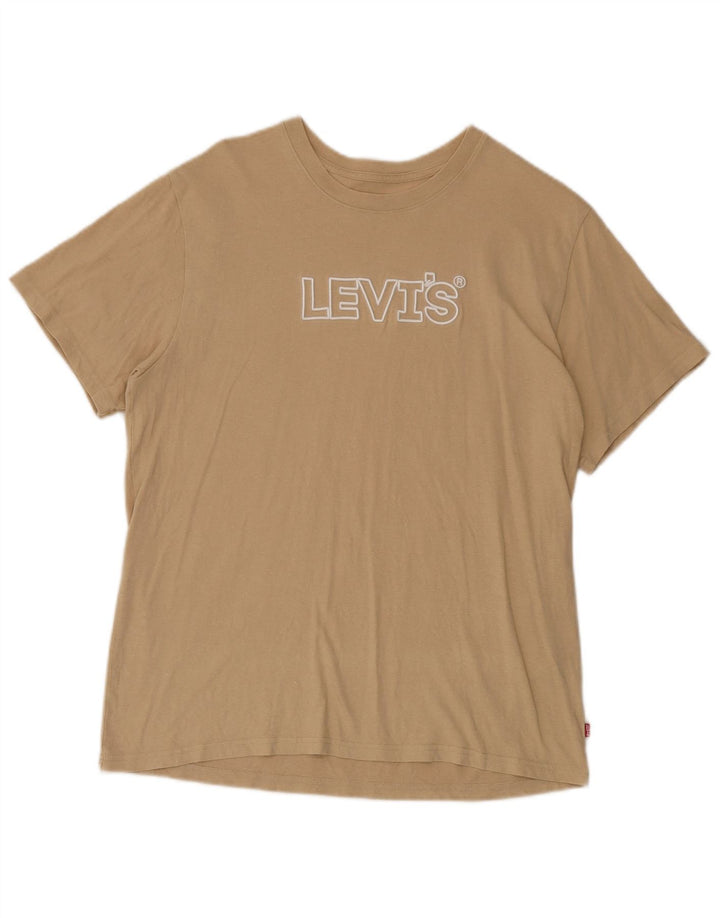 Męska koszulka Levi's o swobodnym kroju z grafiką, średnia beżowa bawełna