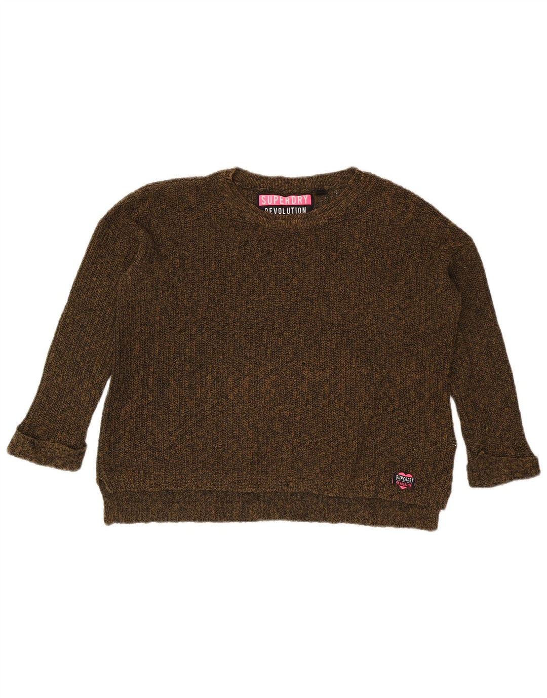 Damski sweter oversize Superdry z dekoltem w łódkę, UK 14, średni khaki