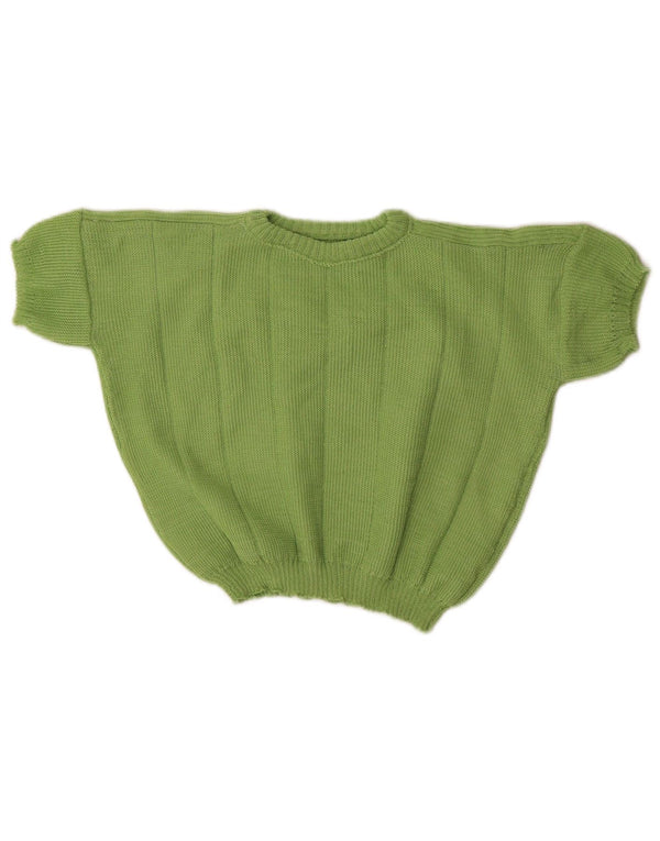 Vintage damski sweter z krótkim rękawem i dekoltem w łódkę UK 14, duży zielony