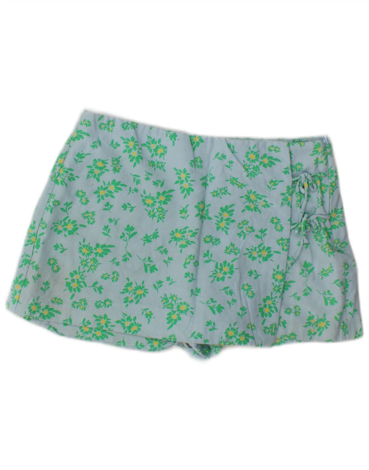 Damskie spodenki Zara, duże, W30, niebieska wiskoza w kwiaty