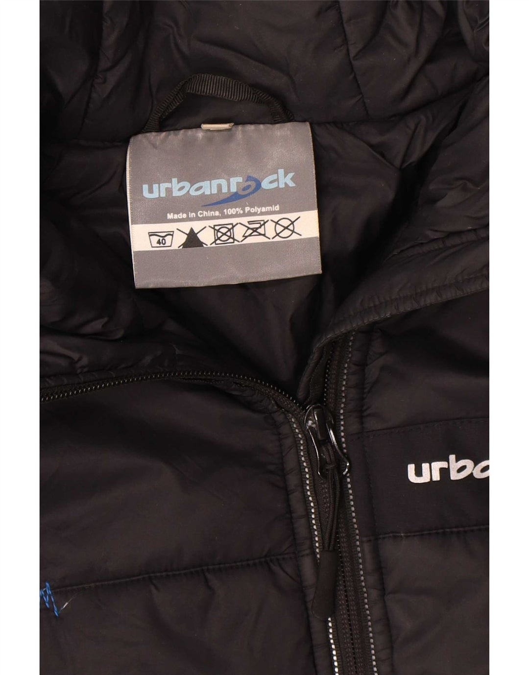 Męska wyściełana kurtka z kapturem Urbanrock UK 40, duża, czarna, poliester