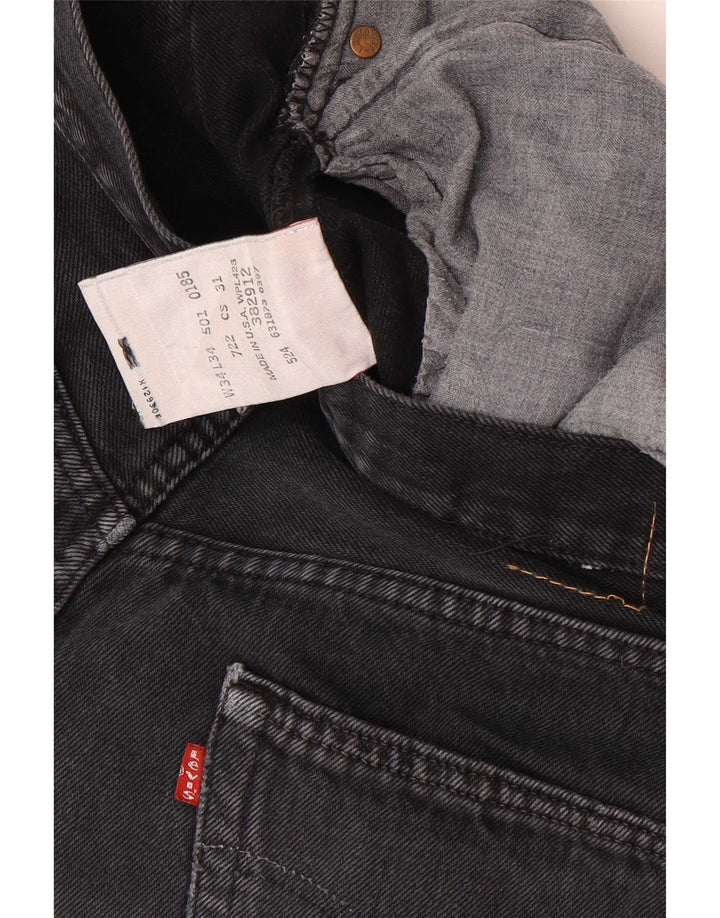 Męskie dżinsy Levi's 501 Straight W34 L34 Czarna bawełna