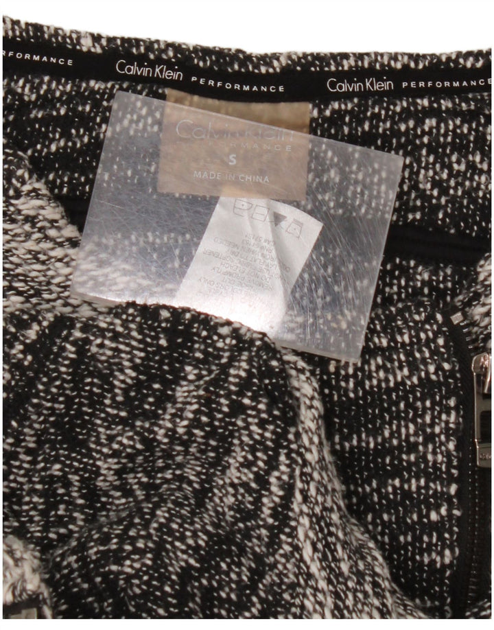 CALVIN KLEIN Damska marynarka o kroju Crop UK 10, mała, szara, bawełniana w bloki kolorów