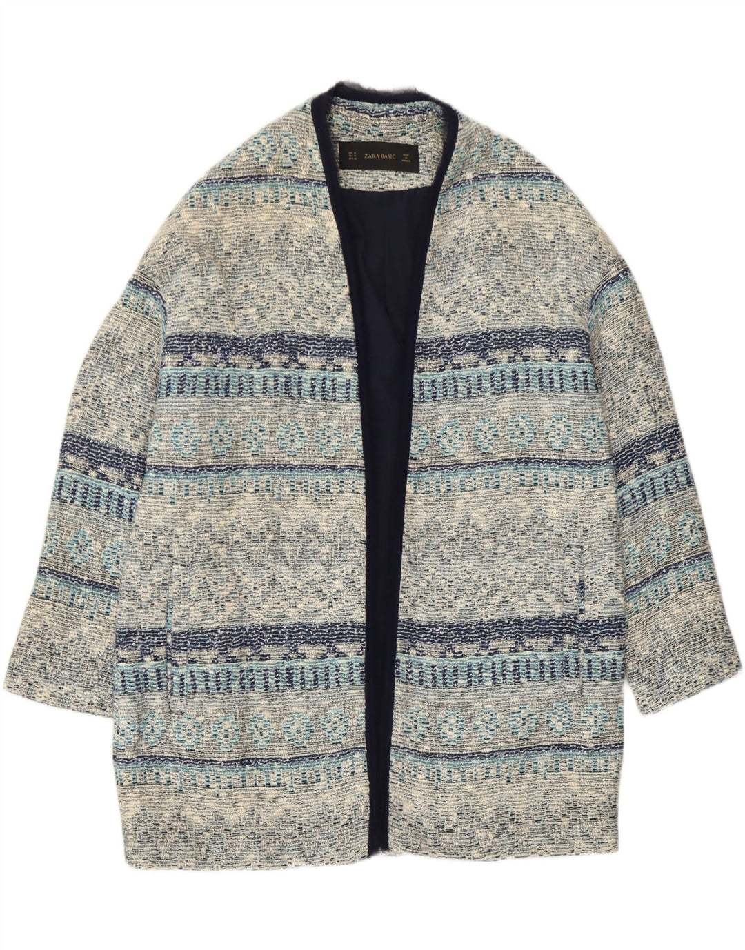 Otwarty płaszcz damski Zara UK 12 w średnie niebieskie paski