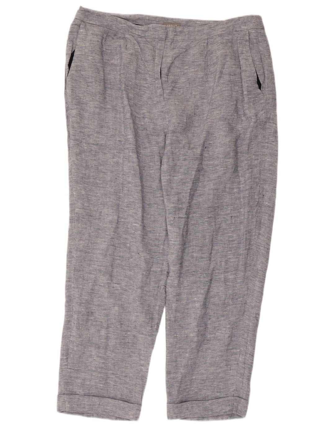 Damskie proste, przycięte spodnie JAEGER UK 16 Large W36 L25 Niebieskie lniane