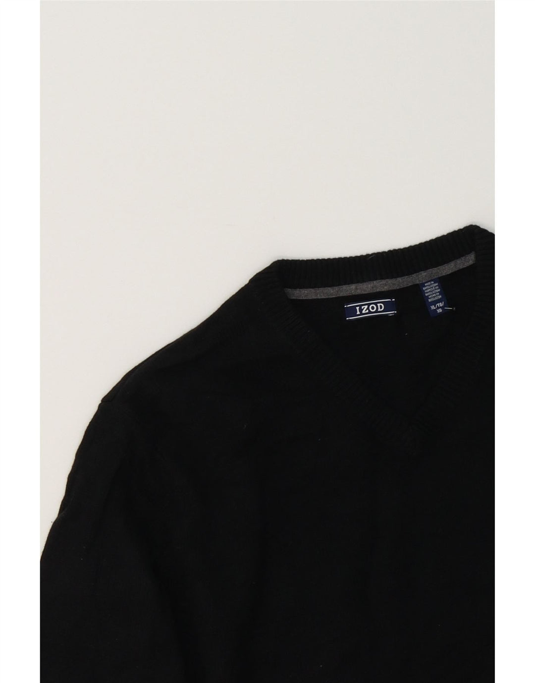 IZOD Mens V-Neck Jumper Sweater XL Black Cotton Vintage Izod and Second-Hand Izod from Messina Hembry 