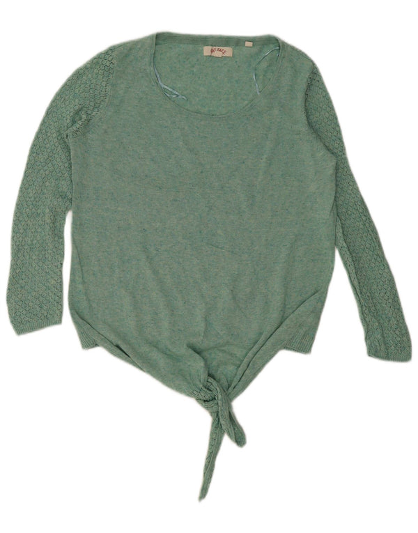 Damski sweter Fat Face z dekoltem w łódkę UK 10, mały, zielony, nakrapiany