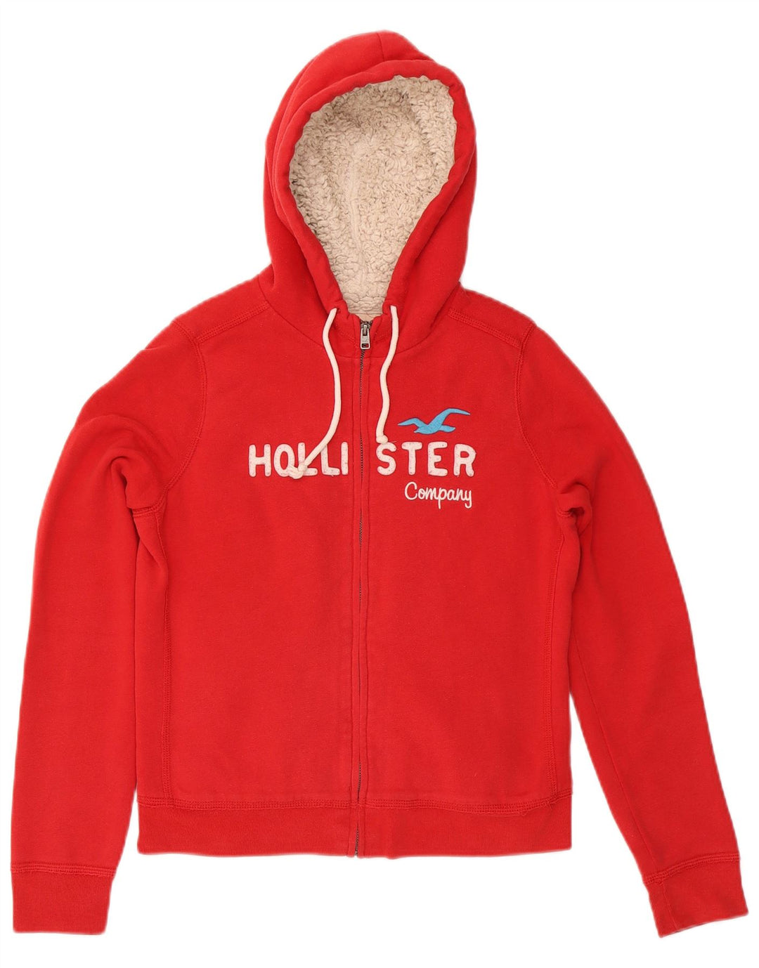 Damski sweter HOLLISTER z grafiką i zamkiem błyskawicznym UK 14, duży, czerwony, bawełniany