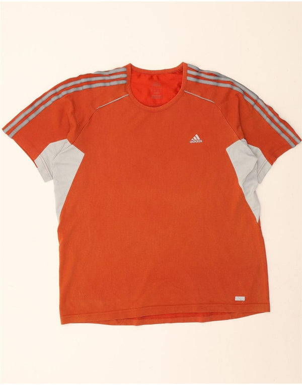 T-shirt męski ADIDAS, duży, pomarańczowy, bawełniany z blokami kolorów