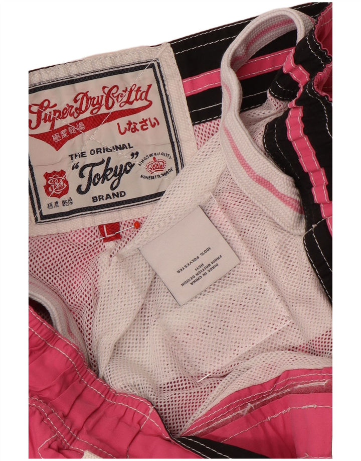 Męskie spodenki kąpielowe Superdry Graphic, duże, różowe, poliestrowe