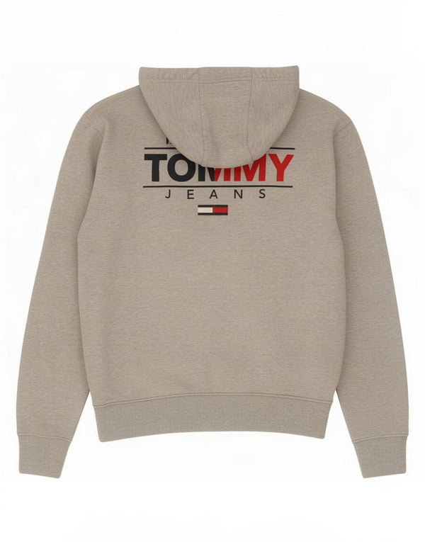 Męski sweter z kapturem i zamkiem błyskawicznym Tommy Hilfiger, średnioszary, bawełniany z plamkami