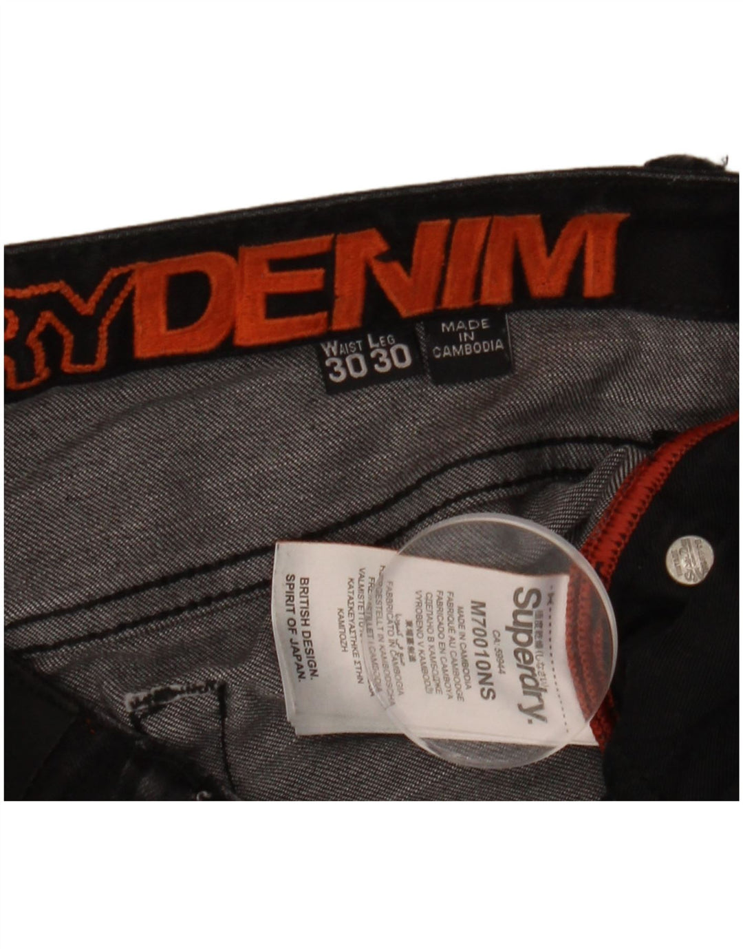Męskie jeansy rurkowe Superdry W30 L30, czarne, bawełniane