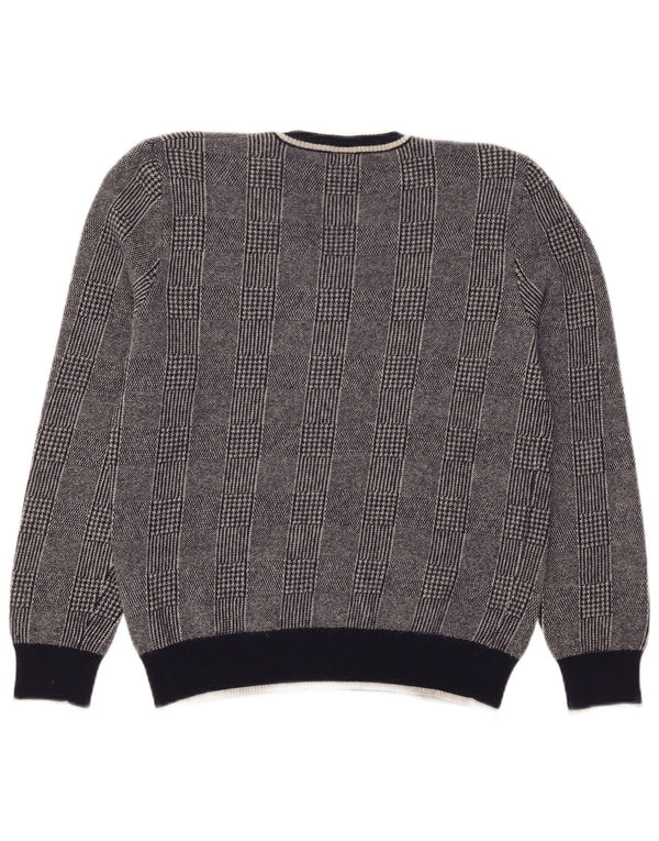Damski sweter Marina Yachting z dekoltem w kształcie litery V, UK 18 XL, szara wełniana kratka
