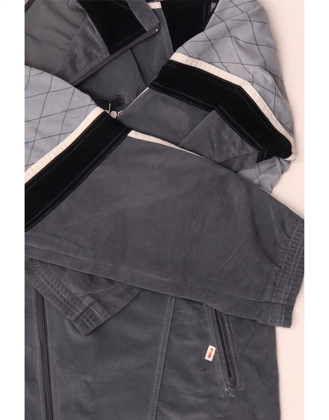 Męska kurtka dresowa DIADORA z grafiką, welurowa UK 46 XL, szary, blok kolorów