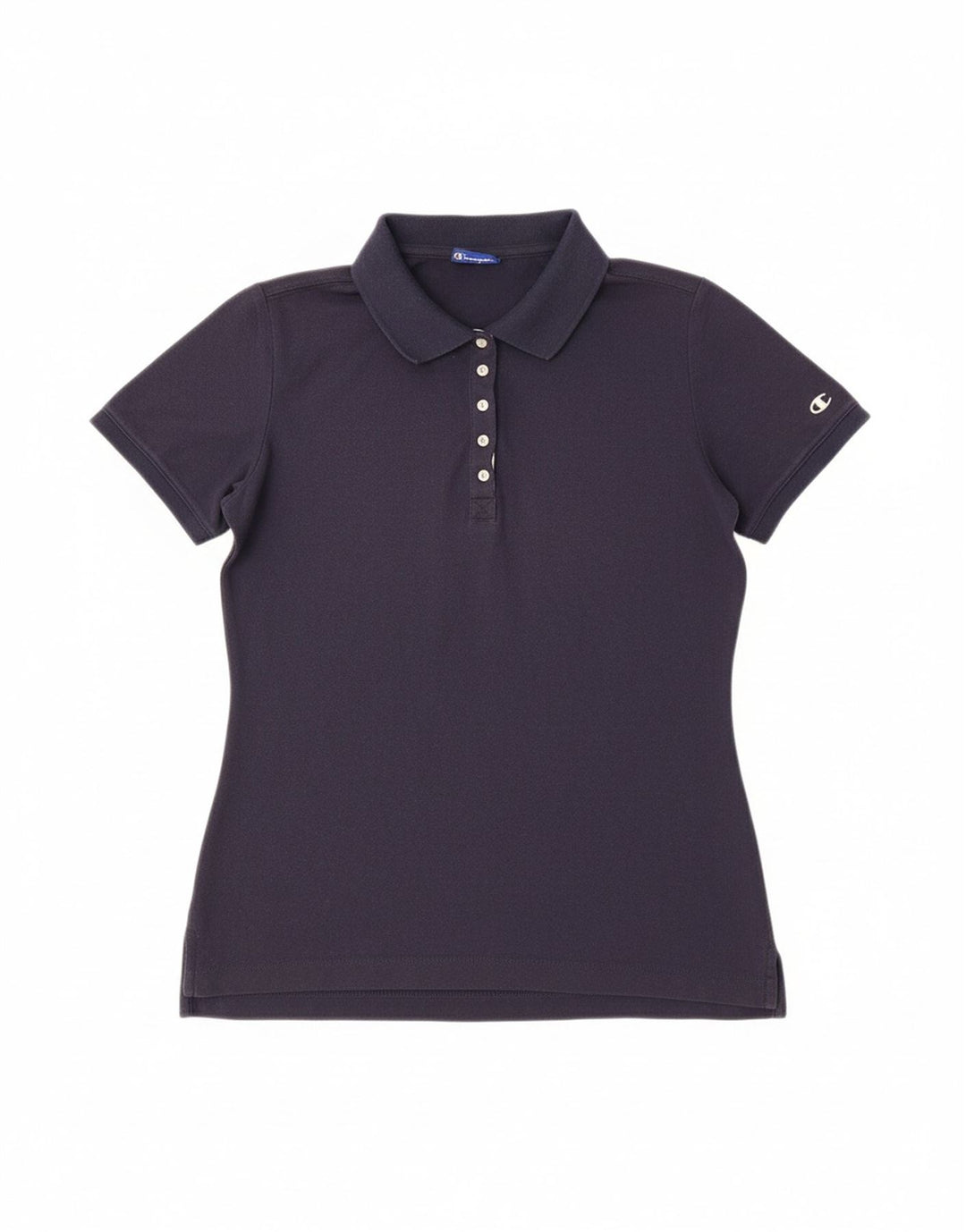 CHAMPION Womens Polo Shirt UK 12 Medium Navy Blue Cotton