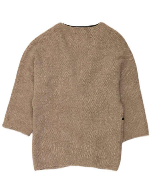 Damski sweter o przedłużonym fasonie Zara, UK 14, średni beż, akryl