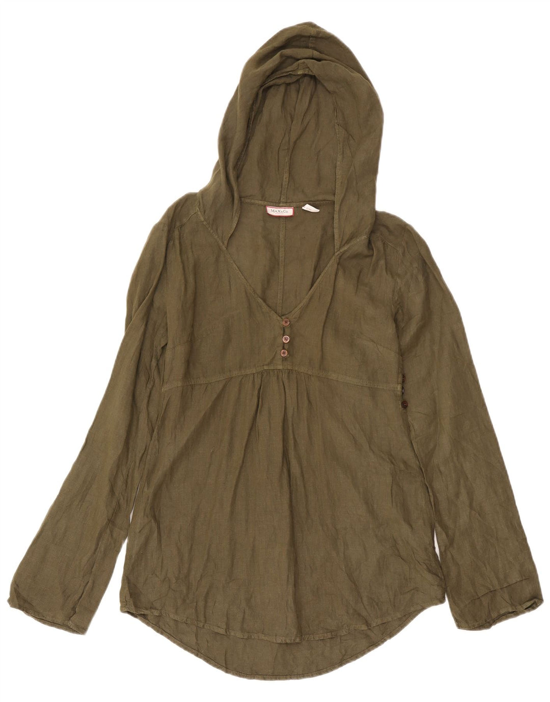 Damska bluzka z długim rękawem i kapturem Max & Co. Top UK 10 Small Khaki Linen