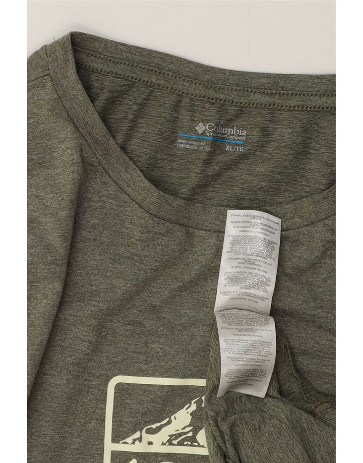 Męska koszulka z grafiką COLUMBIA, XL, khaki, poliester