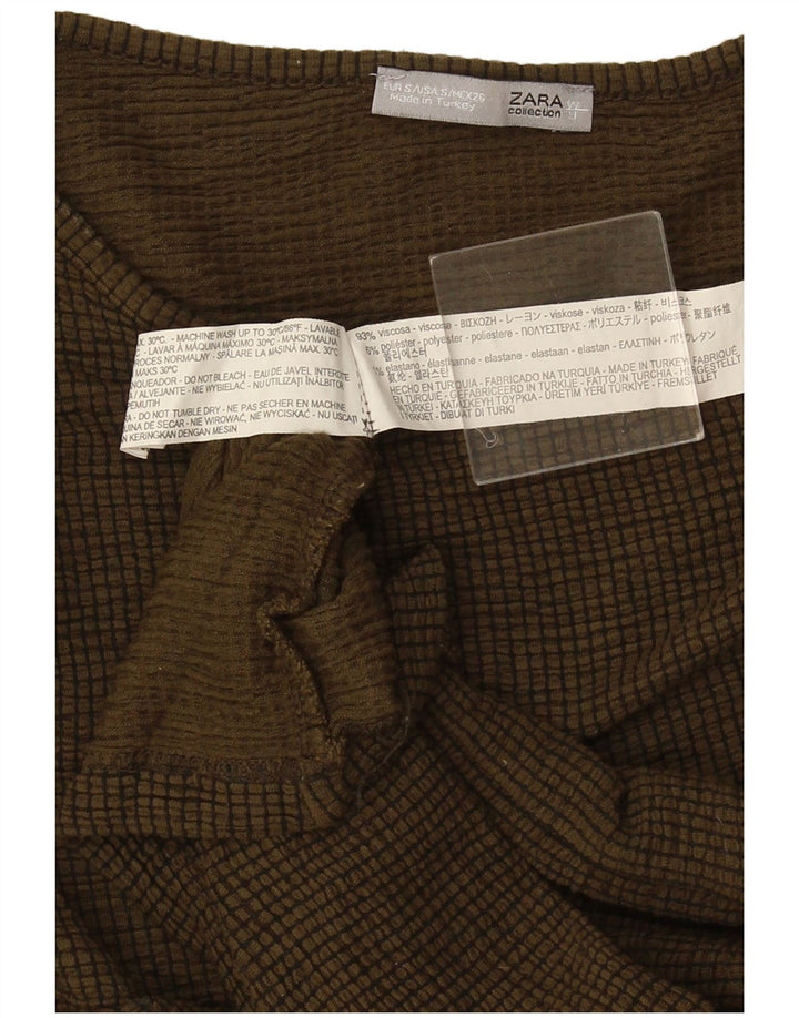 Damski top oversize Zara z rękawem 3/4 UK 10 Small Brown wiskoza