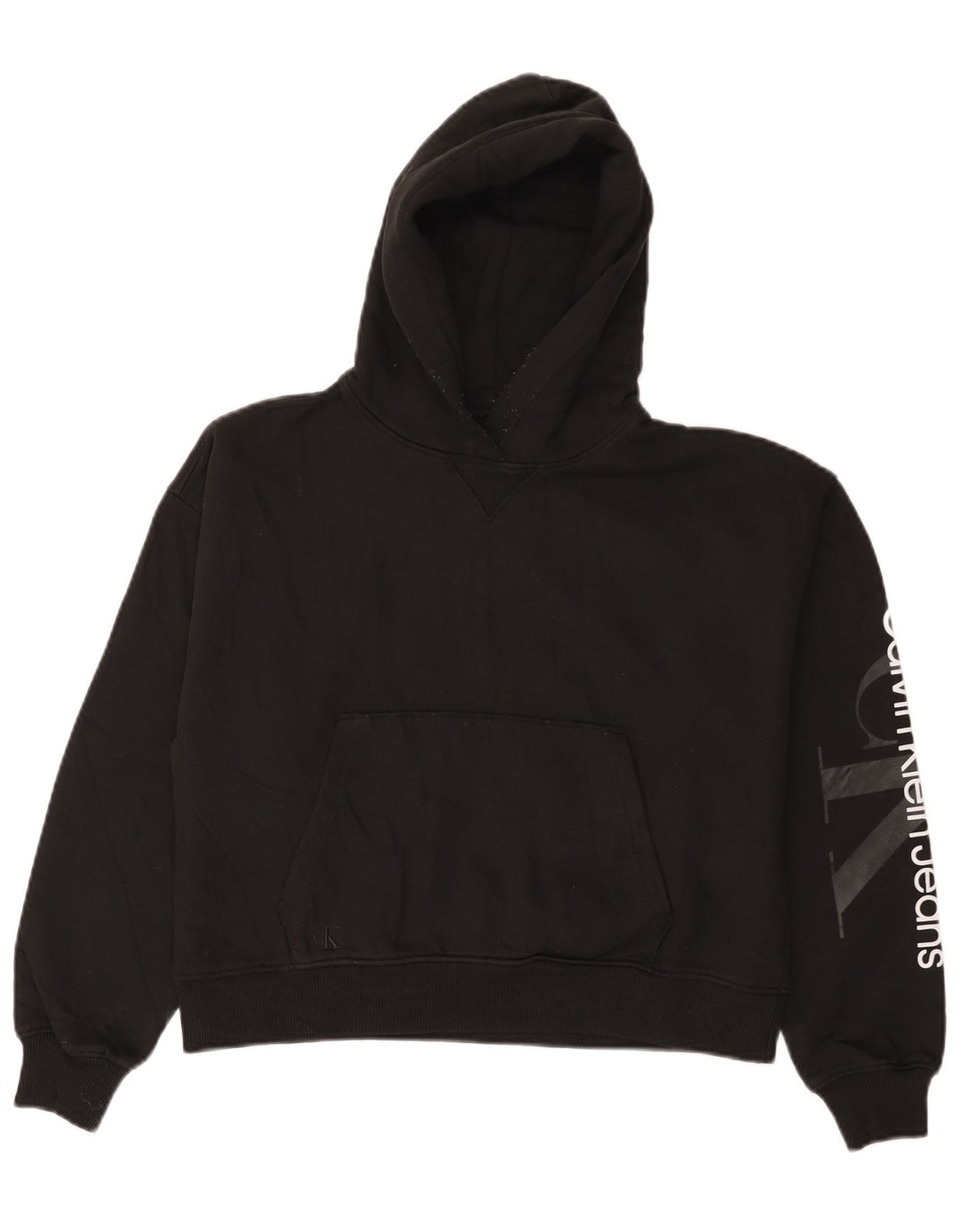 CALVIN KLEIN JEANS Damski sweter oversize z kapturem UK 10, mały, czarny