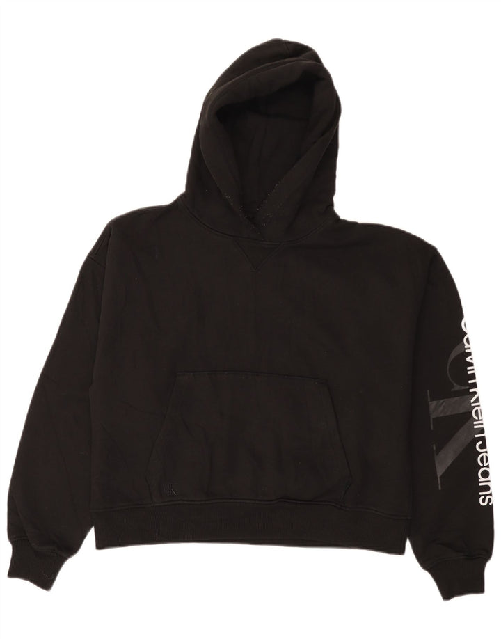 CALVIN KLEIN JEANS Damski sweter oversize z kapturem UK 10, mały, czarny