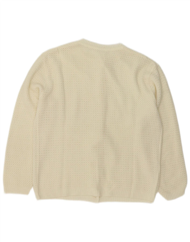 Sweter damski w stylu vintage, UK 14, średni biały