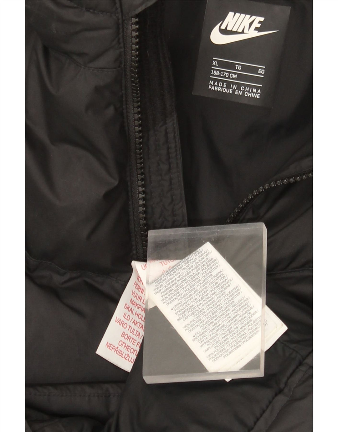 Dziewczęca wyściełana kurtka z kapturem i kapturem Nike 13-14 lat XL, czarna, poliestrowa
