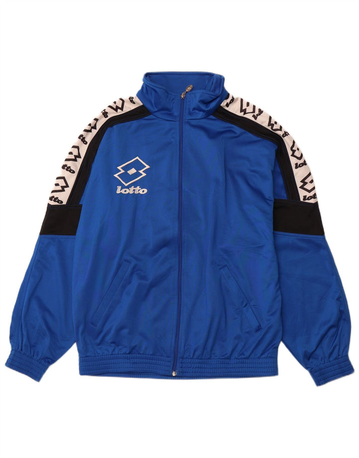 Męska kurtka dresowa LOTTO z grafiką 2XL Niebieski poliester z blokami kolorów