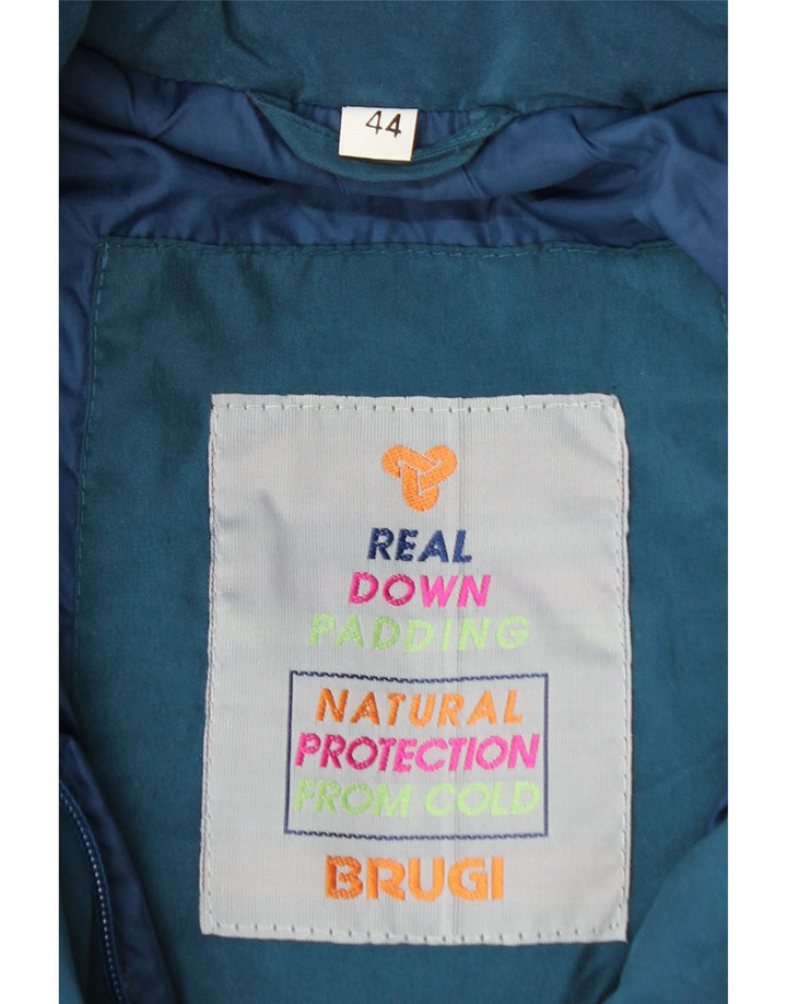 BRUGI Damski, oversize'owy, ocieplany płaszcz z kapturem IT 44, średni niebieski poliester