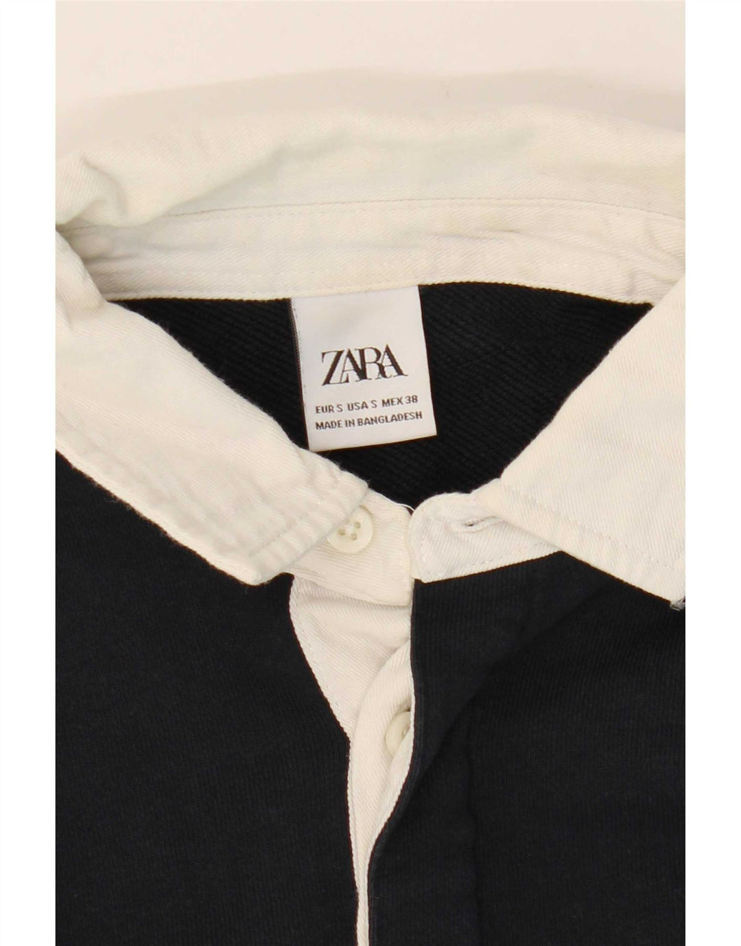 Męski sweter Zara z dekoltem w serek, mały, granatowy, z blokami kolorów