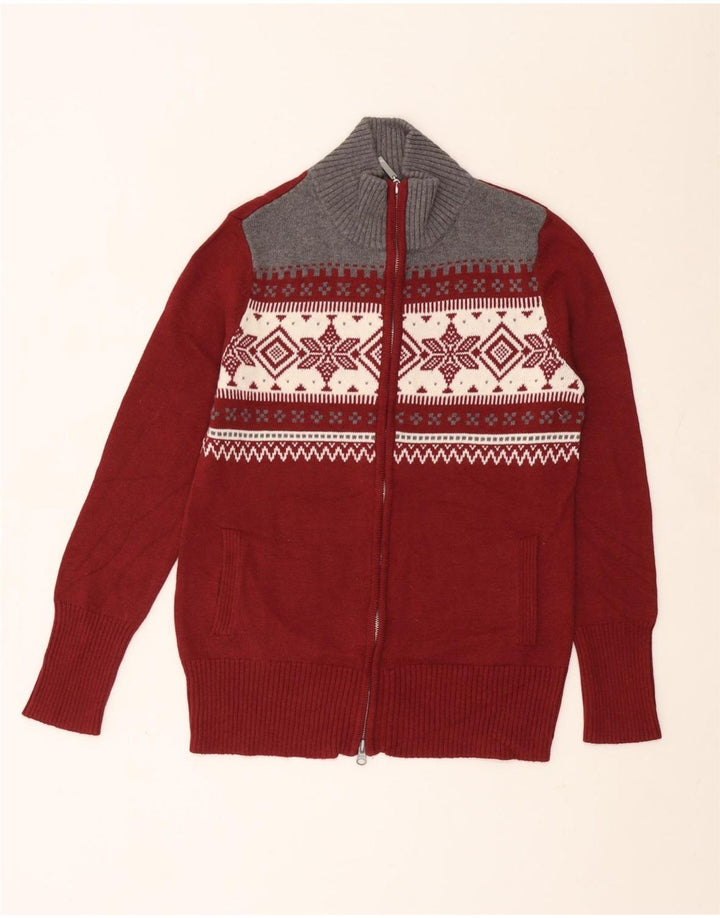 Męski sweter kardigan Eddie Bauer Średni bordowy Fair Isle Cotton Winter