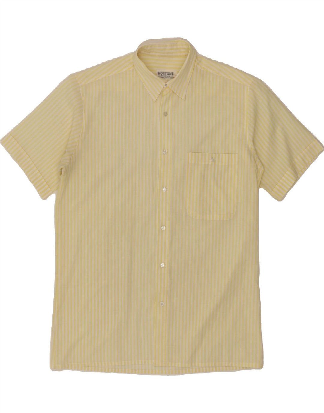 NORTONS Mens Short Sleeve Shirt Medium Yellow Striped Cotton Vintage Nortons and Second-Hand Nortons from Messina Hembry 
