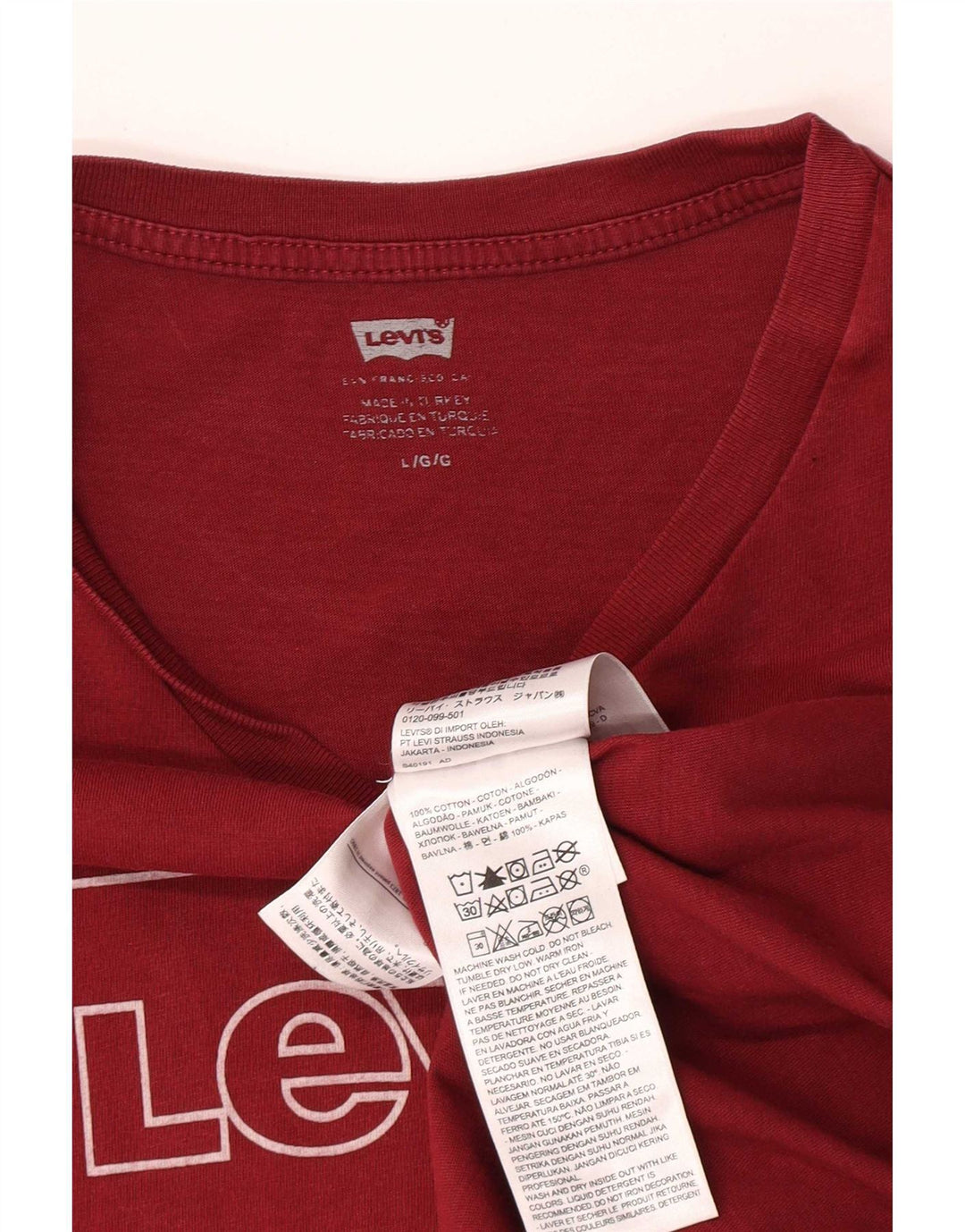 Męski T-shirt z grafiką Levi's, duży, czerwony, bawełniany