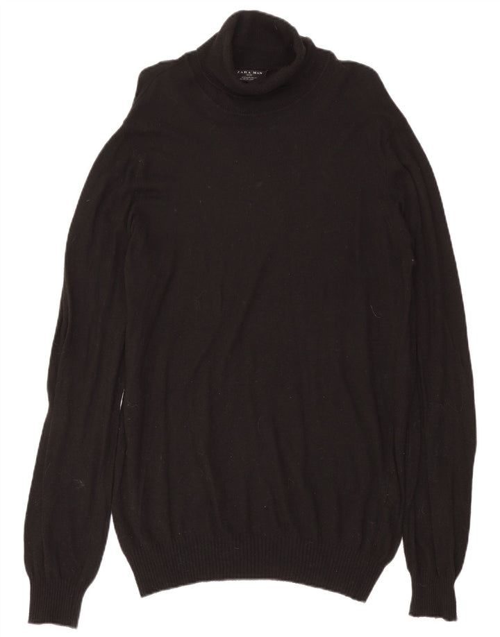 Męski sweter z golfem Zara XL, czarna wiskoza