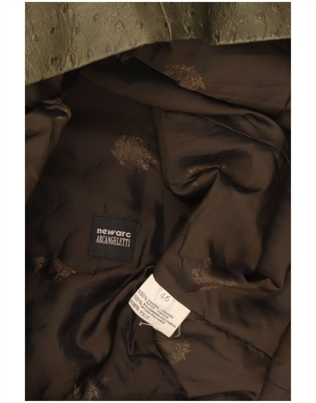 Damska kurtka skórzana w stylu vintage IT 46, duża skóra khaki