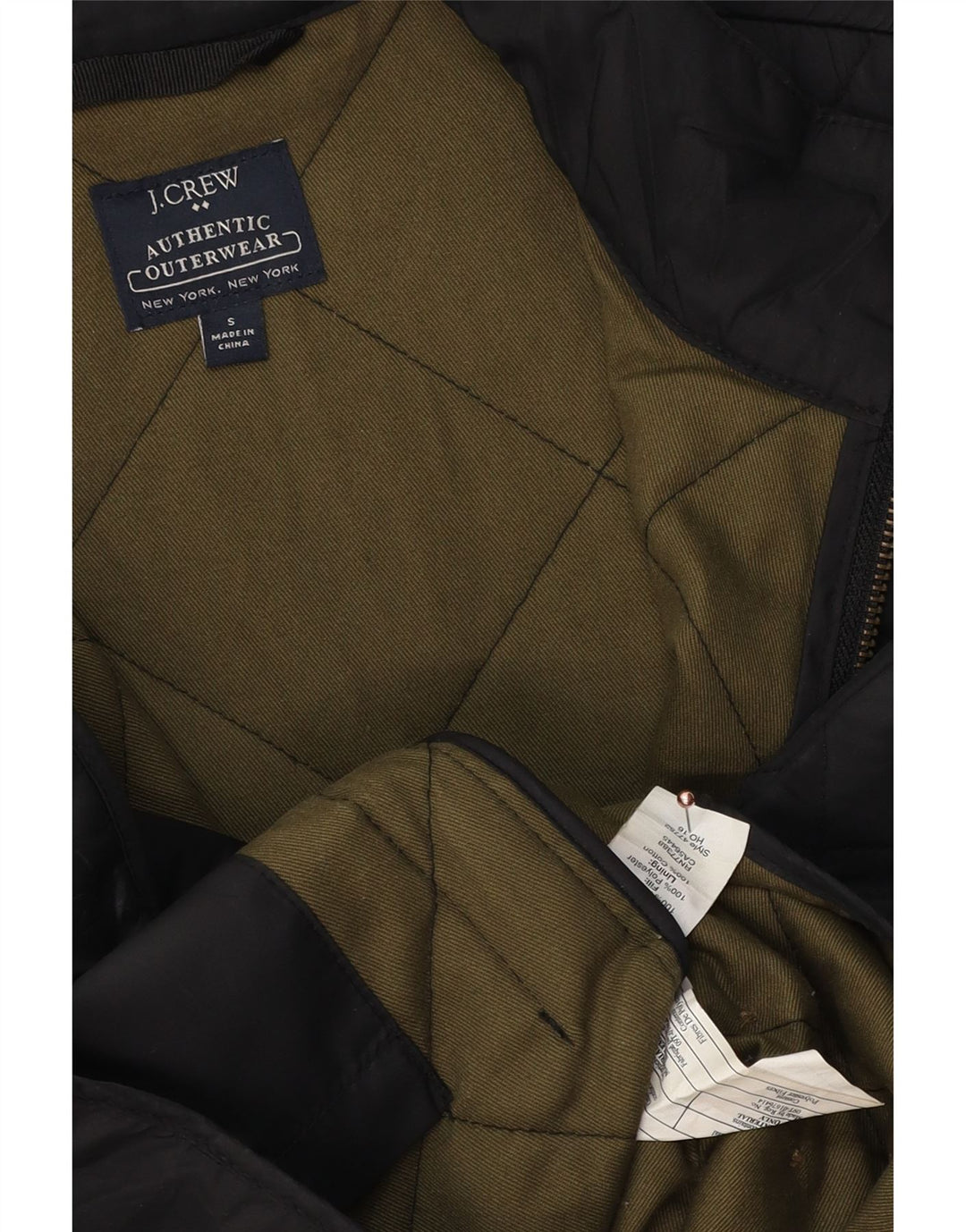 J. CREW Męska pikowana kamizelka UK 36, mała, czarna, poliester