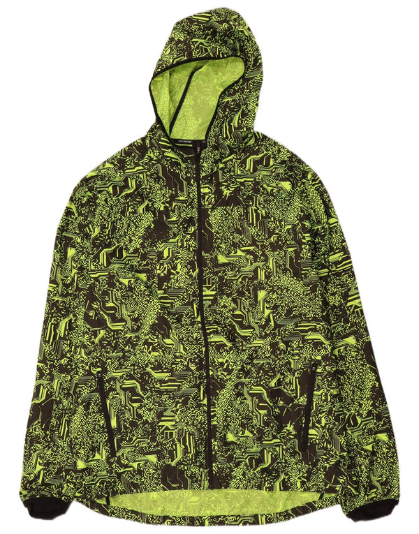 Męska kurtka przeciwdeszczowa z kapturem do biegania Nike UK 42 XL Zielony geometryczny poliester