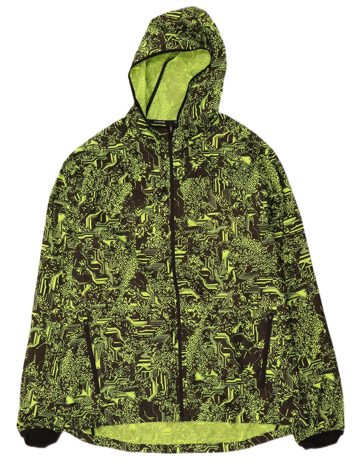Męska kurtka przeciwdeszczowa z kapturem do biegania Nike UK 42 XL Zielony geometryczny poliester