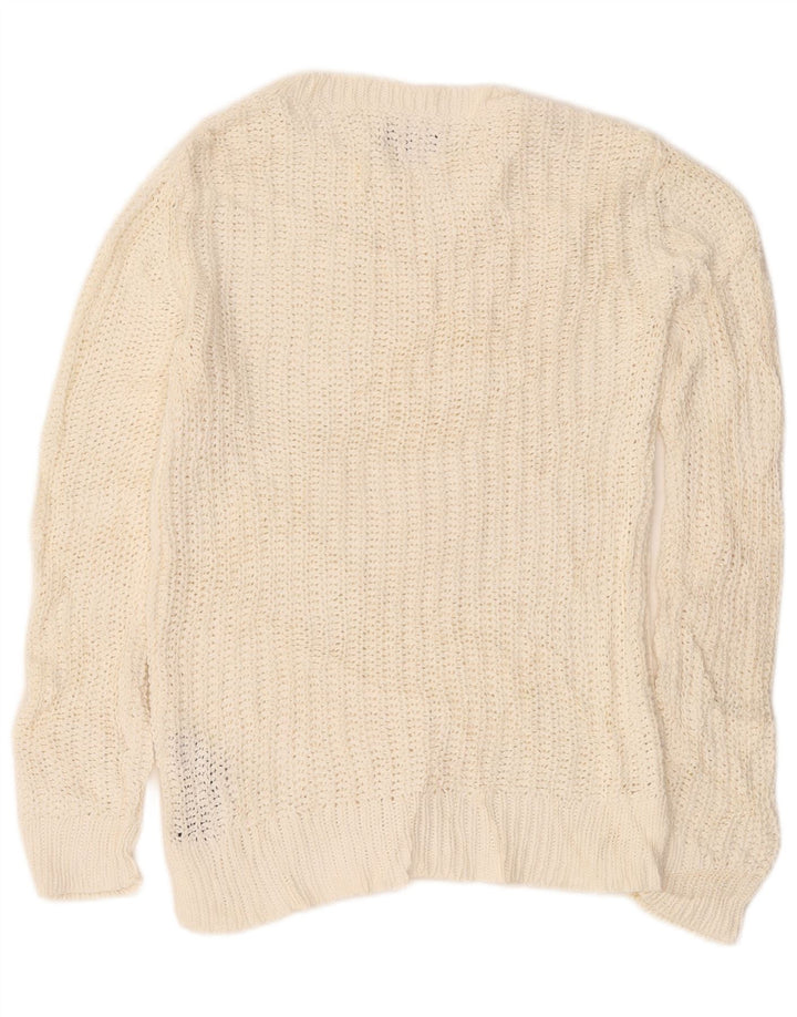 Damski sweter Nautica z dekoltem w łódkę, UK 14, średni, złamanej bieli, bawełniany