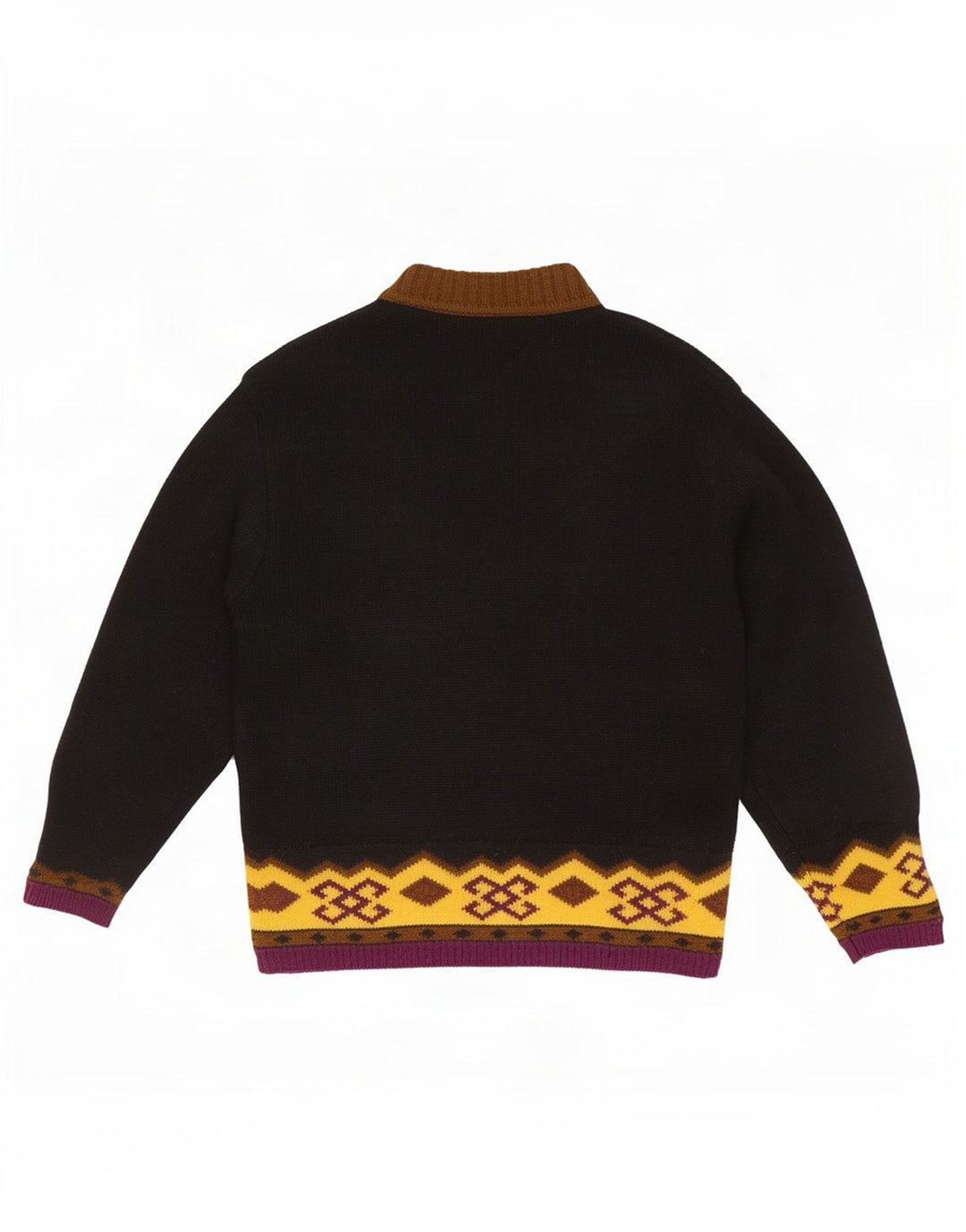 Męski sweter z golfem Sisley, średni czarny, wełna Fair Isle