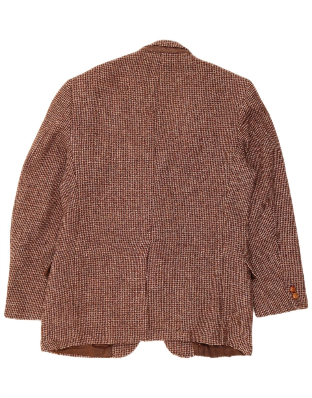 Męska marynarka zapinana na 2 guziki Harris Tweed UK 36 Mała brązowa pepitka