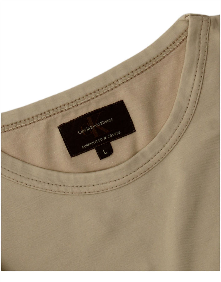 CALVIN KLEIN Męski T-shirt w kolorze khaki, duży, khaki