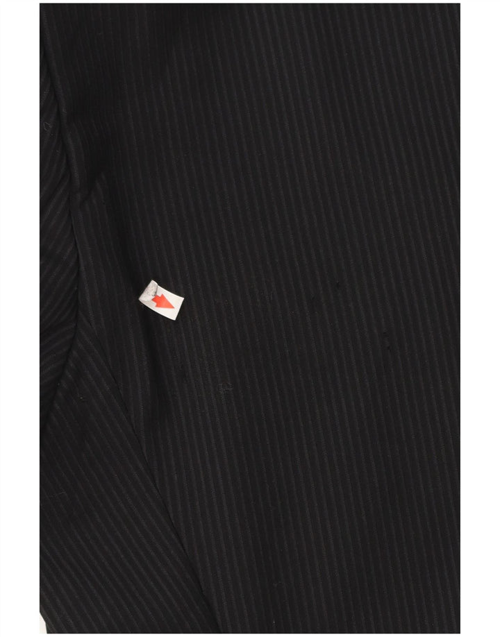 Męska marynarka zapinana na 2 guziki Hugo Boss EU 54 2XL Czarna prążkowana dziewicza wełna