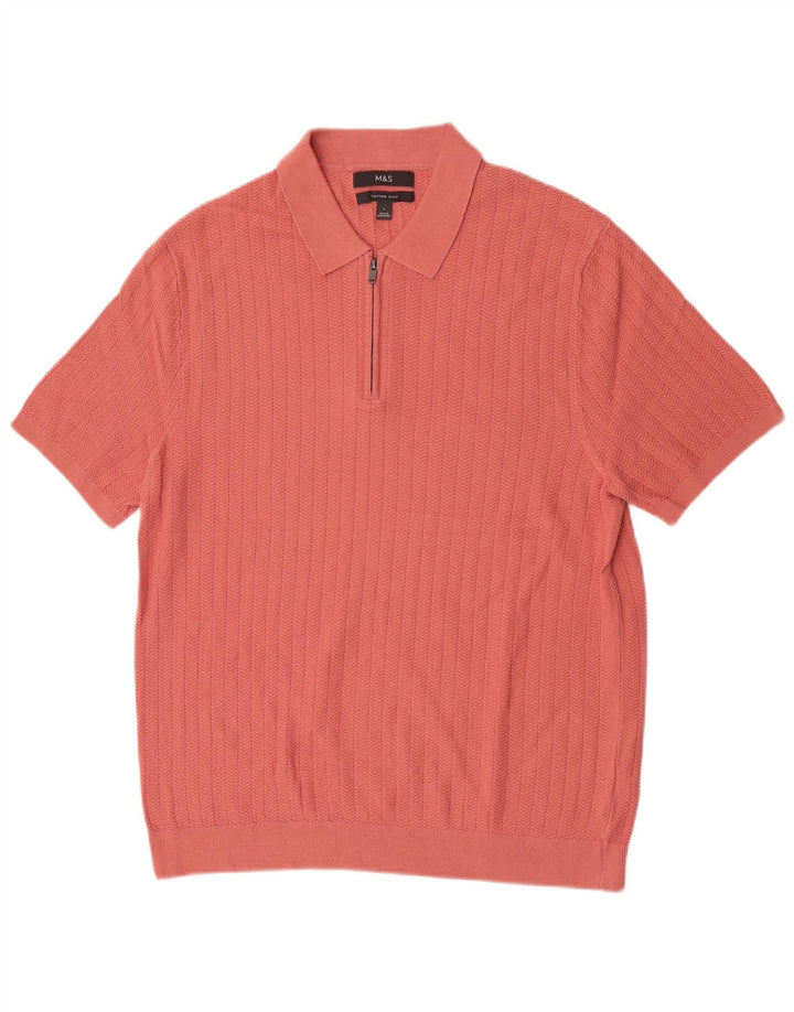 Męska koszulka polo Marks & Spencer, duża, różowa, bawełniana