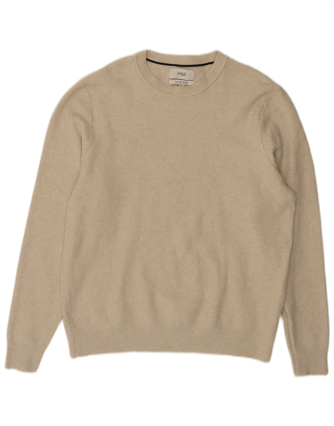 Marks & Spencer Męski sweter z okrągłym dekoltem, duży, beżowy poliester