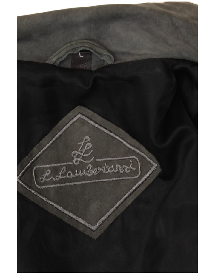 L.Lambertazzi Męska kurtka skórzana UK 40 duża szara skóra