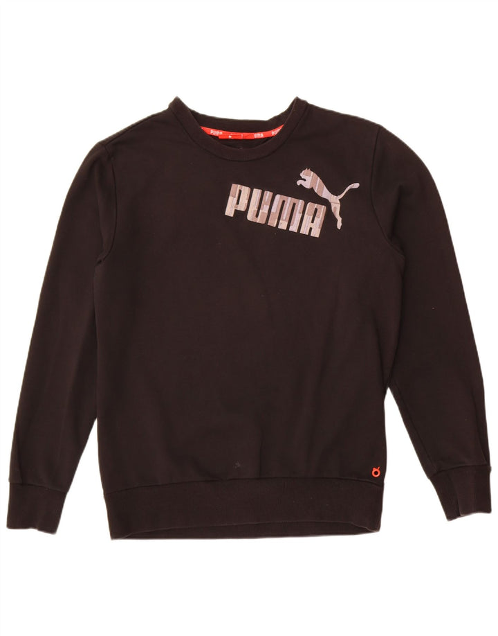 Męska bluza z grafiką Puma, średnia czarna, bawełniana